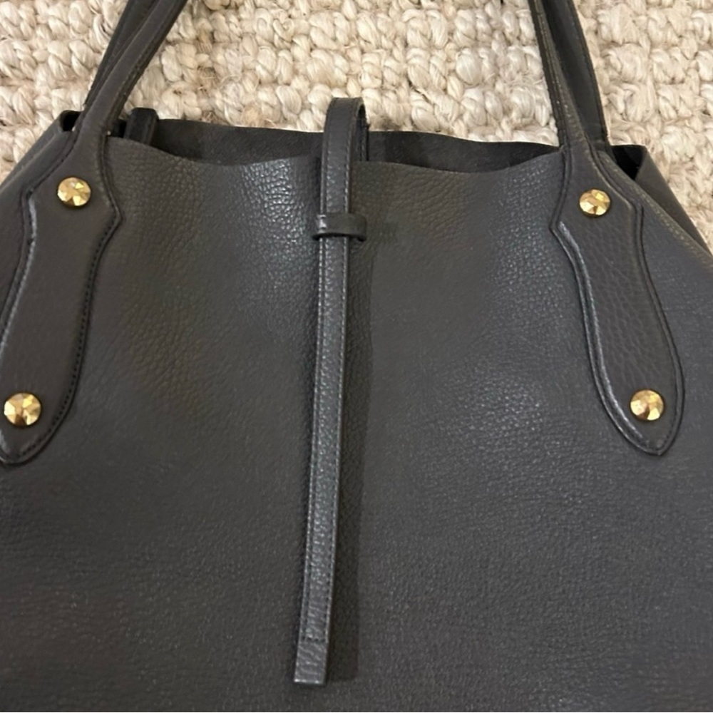 Annabel Ingall Gray Leather Tote Bag structured Shoulder Bag - Picture 9 of 11